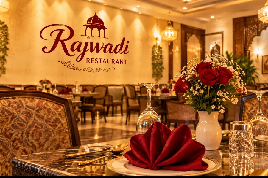 Illustrative Indian restaurant-themed image
