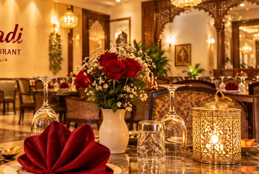 Illustrative Indian restaurant-themed image