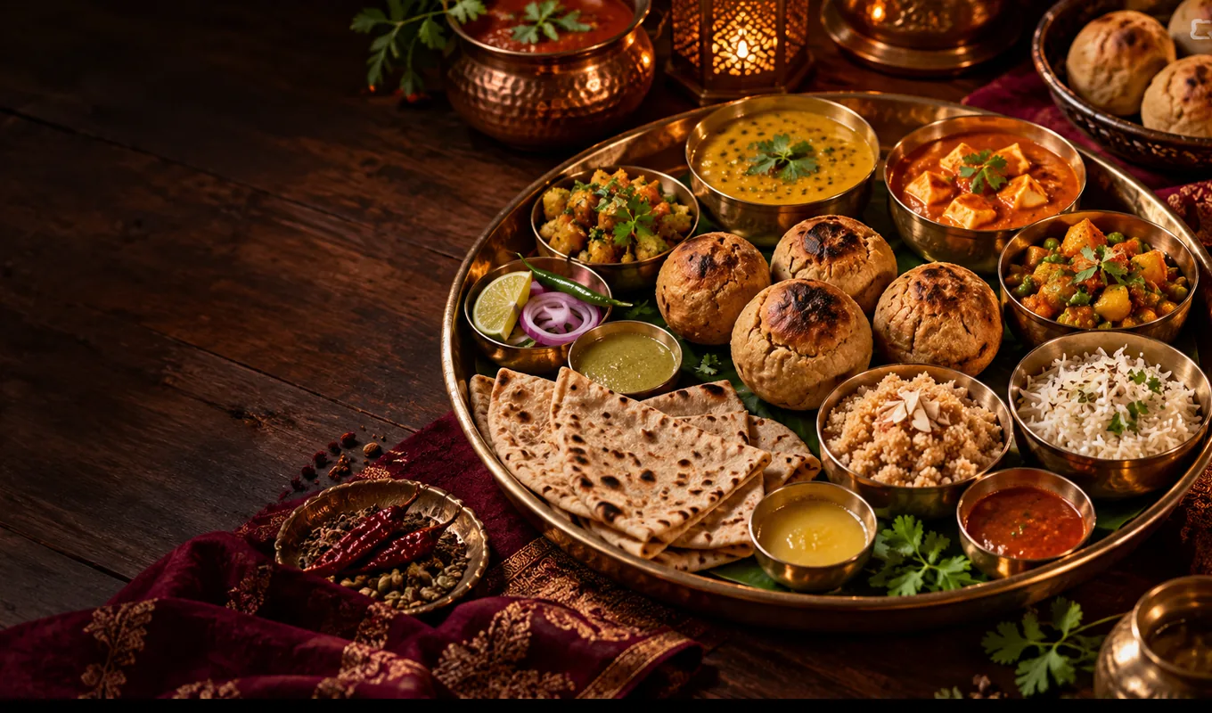 Illustrative Indian restaurant-themed image