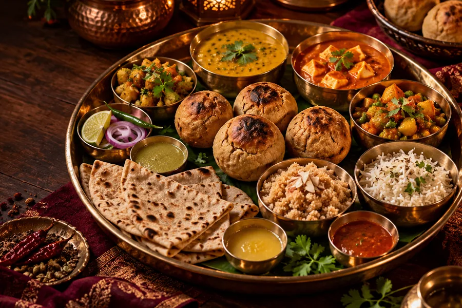 Illustrative Indian restaurant-themed image