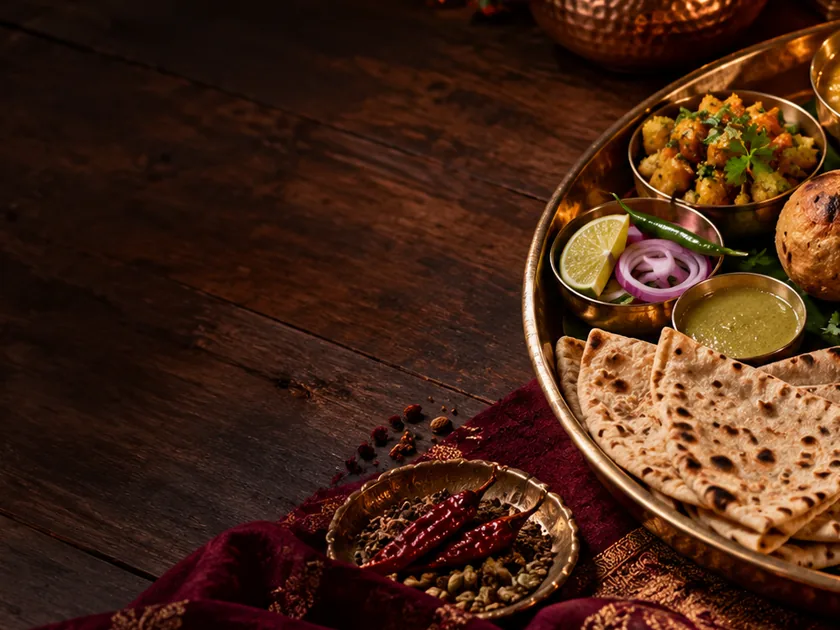 Illustrative Indian restaurant-themed image