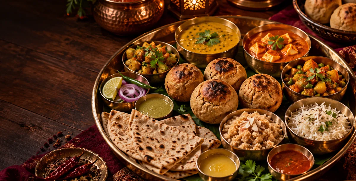 Illustrative Indian restaurant-themed image